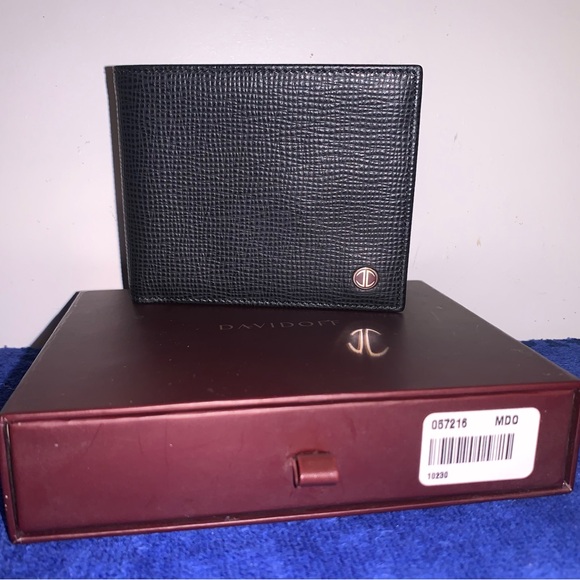 Davidoff Bifold Credit Card Holder/Wallet in Black Leather - Picture 1 of 12